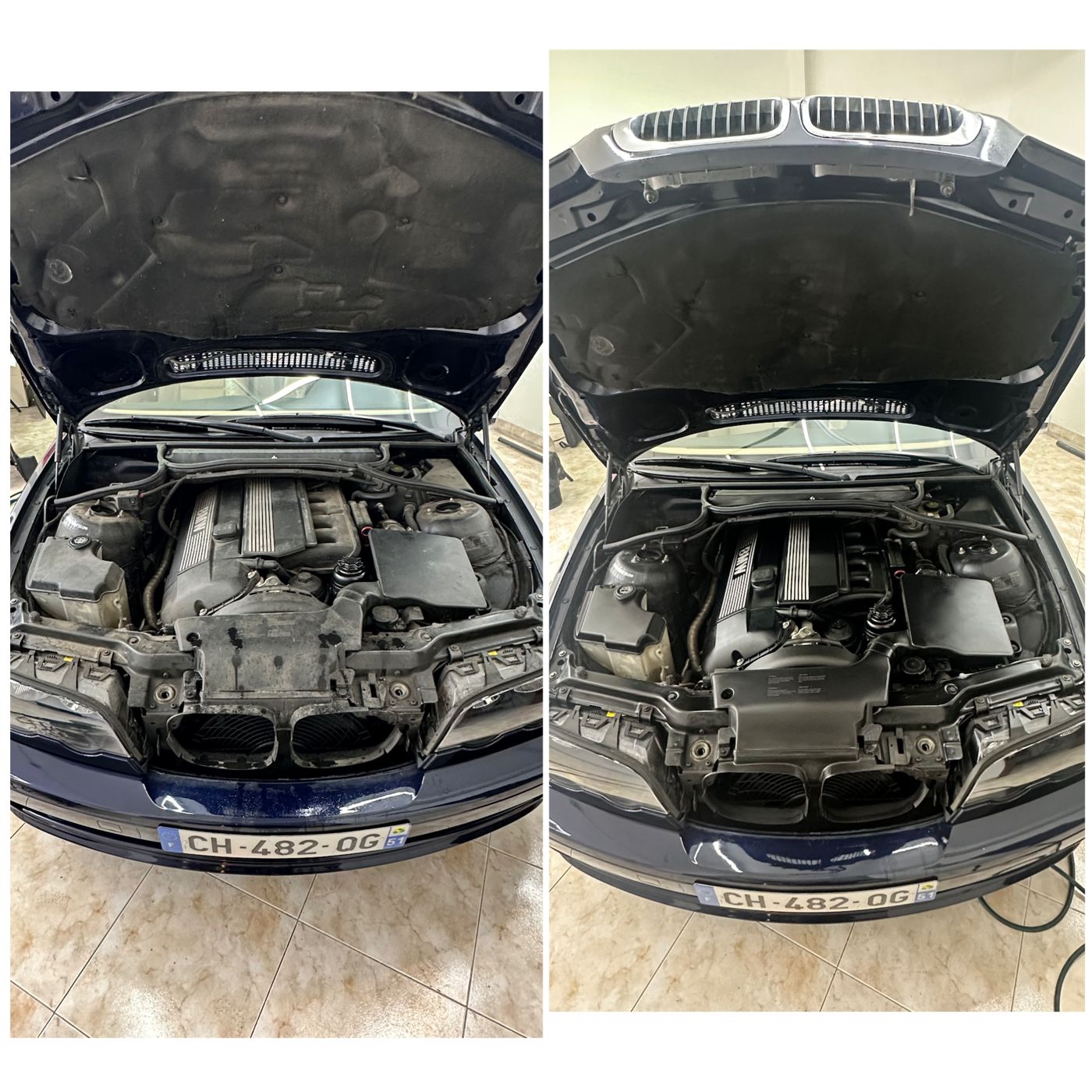 Limpeza de motor antes e depois